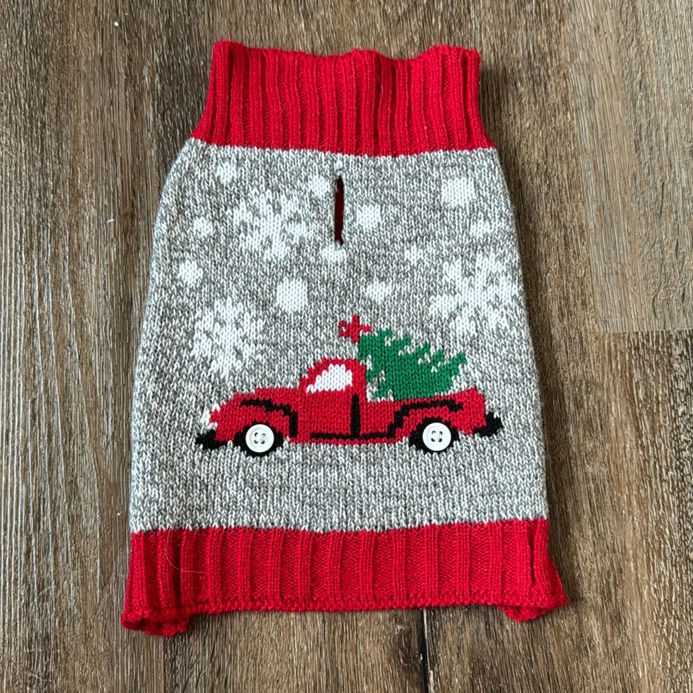 Red Truck with Christmas Tree XXS dog Sweater!